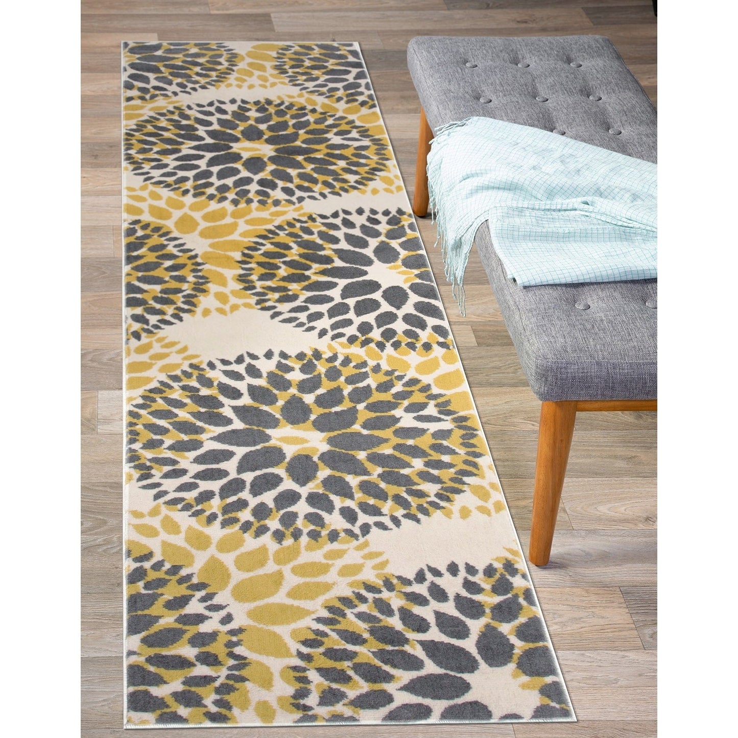 Tapis moderne à motifs floraux circulaires de la World Rug Gallery