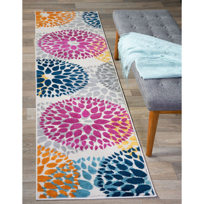 Tapis moderne à motifs floraux circulaires de la World Rug Gallery
