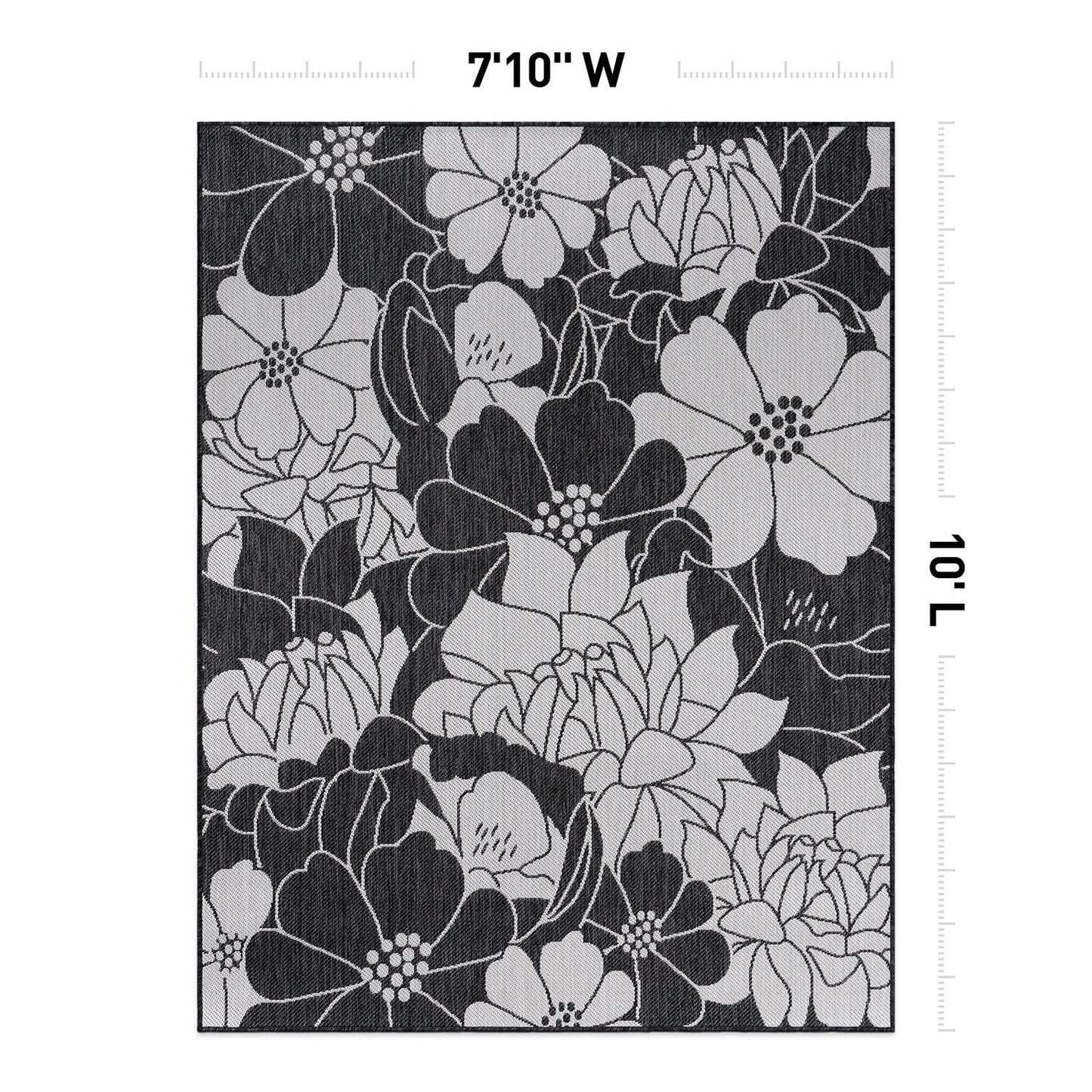 Tapis d'intérieur/extérieur texturé à motif floral moderne World Rug Gallery
