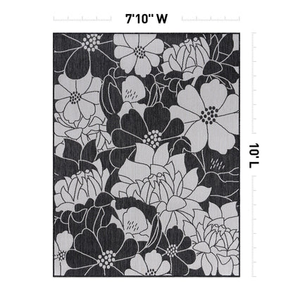 Tapis d'intérieur/extérieur texturé à motif floral moderne World Rug Gallery