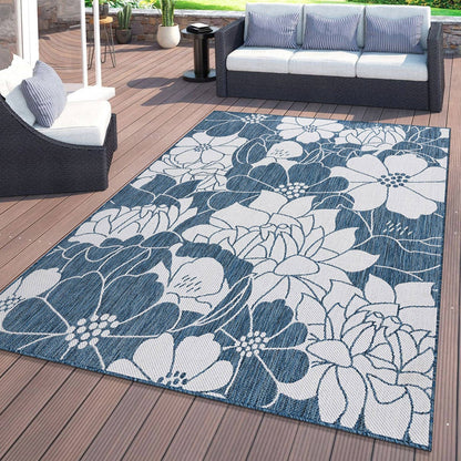 Tapis d'intérieur/extérieur texturé à motif floral moderne World Rug Gallery