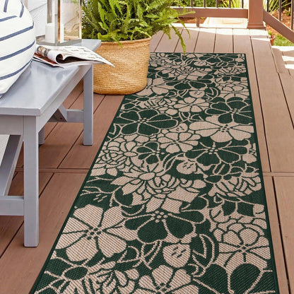 Tapis d'intérieur/extérieur texturé à motif floral moderne World Rug Gallery