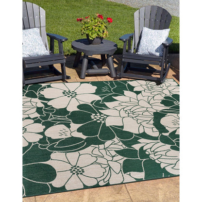 Tapis d'intérieur/extérieur texturé à motif floral moderne World Rug Gallery