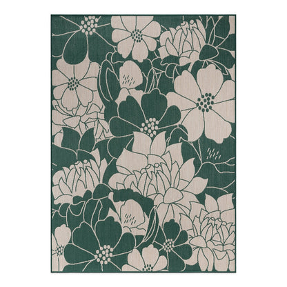 Tapis d'intérieur/extérieur texturé à motif floral moderne World Rug Gallery