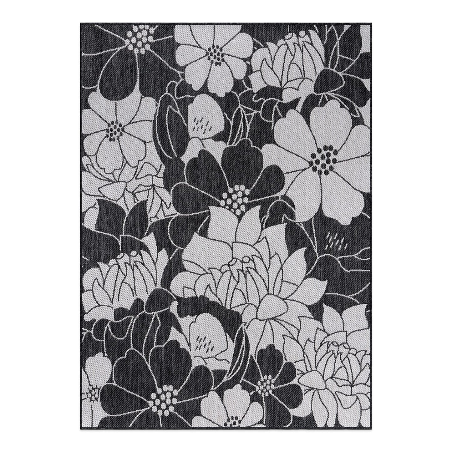 Tapis d'intérieur/extérieur texturé à motif floral moderne World Rug Gallery