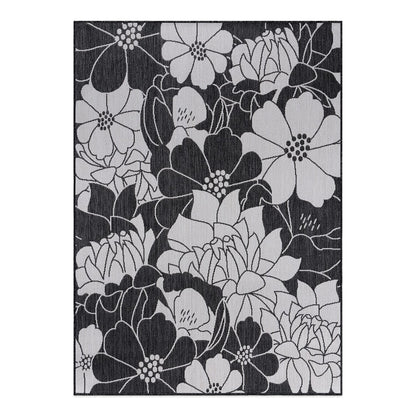 Tapis d'intérieur/extérieur texturé à motif floral moderne World Rug Gallery