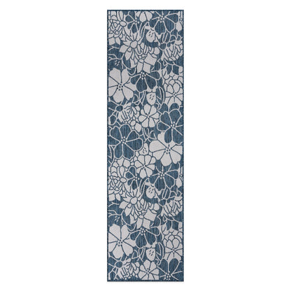 Tapis d'intérieur/extérieur texturé à motif floral moderne World Rug Gallery