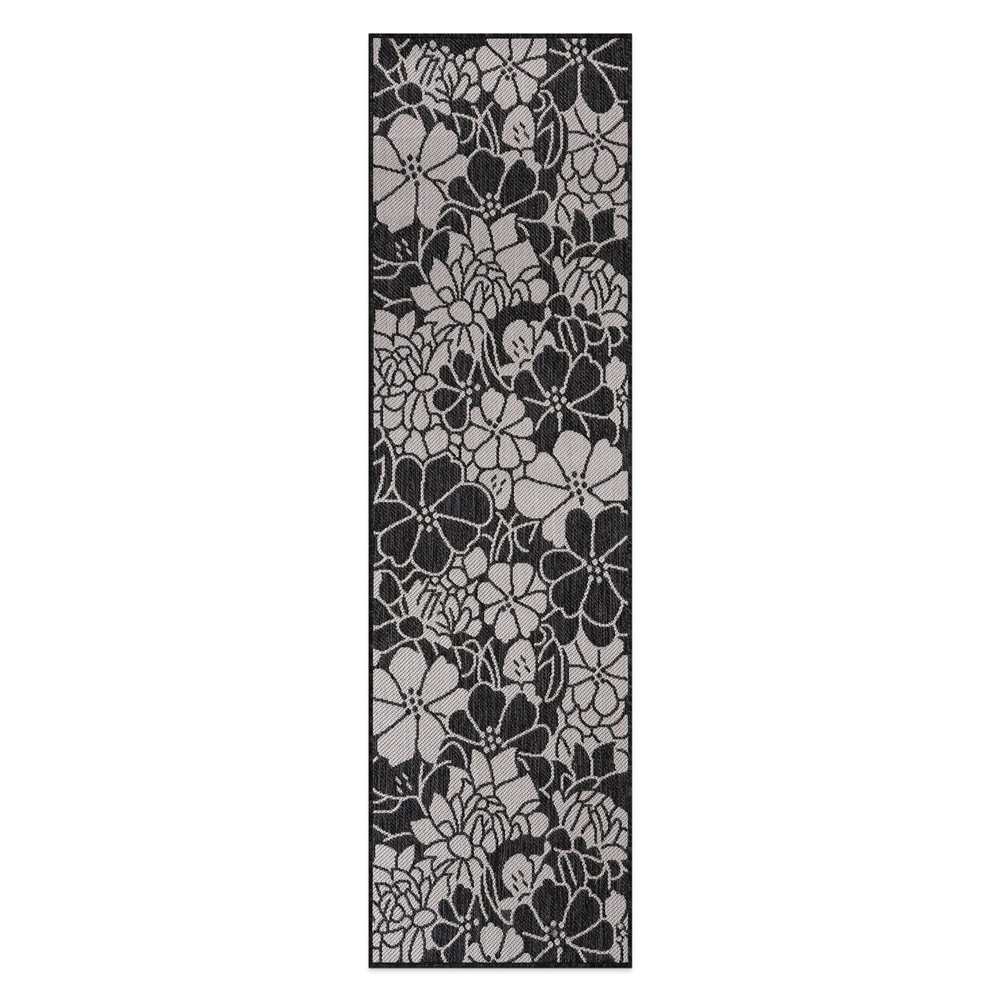Tapis d'intérieur/extérieur texturé à motif floral moderne World Rug Gallery