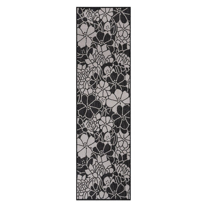Tapis d'intérieur/extérieur texturé à motif floral moderne World Rug Gallery