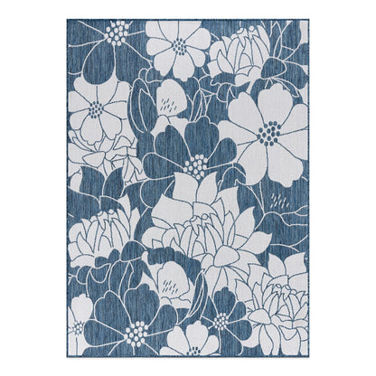 Tapis d'intérieur/extérieur texturé à motif floral moderne World Rug Gallery