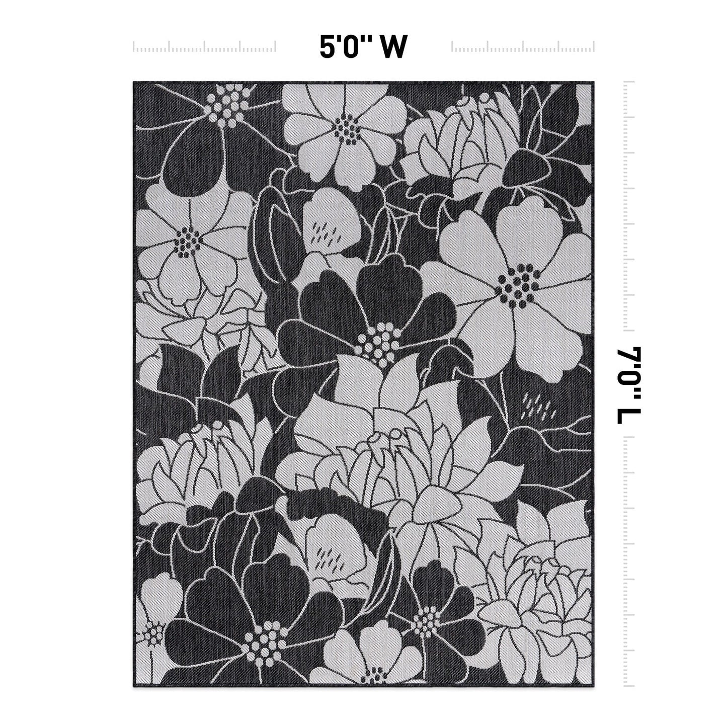 Tapis d'intérieur/extérieur texturé à motif floral moderne World Rug Gallery