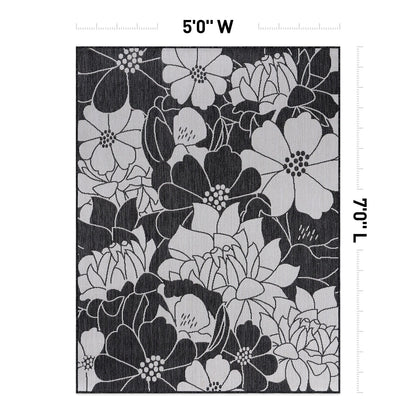 Tapis d'intérieur/extérieur texturé à motif floral moderne World Rug Gallery