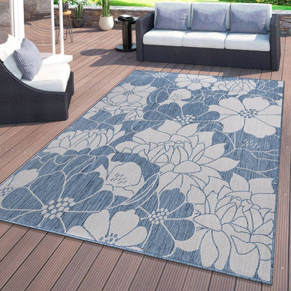 Tapis d'intérieur/extérieur texturé à motif floral moderne World Rug Gallery
