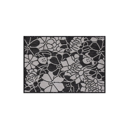 Tapis d'intérieur/extérieur texturé à motif floral moderne World Rug Gallery