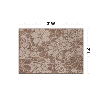Tapis d'intérieur/extérieur texturé à motif floral moderne World Rug Gallery