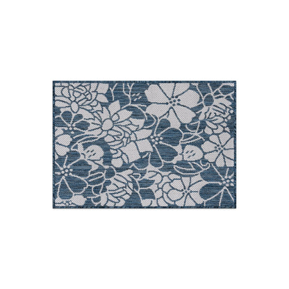 Tapis d'intérieur/extérieur texturé à motif floral moderne World Rug Gallery