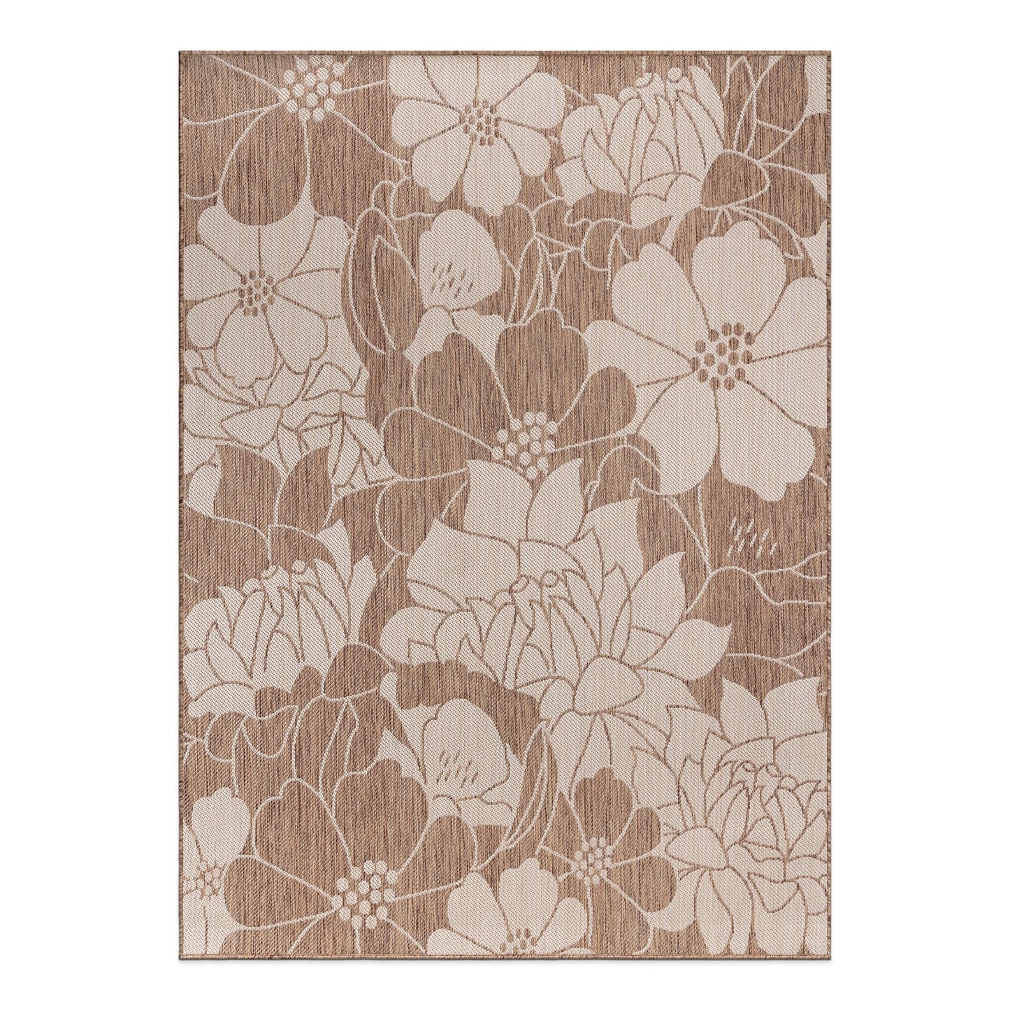 Tapis d'intérieur/extérieur texturé à motif floral moderne World Rug Gallery