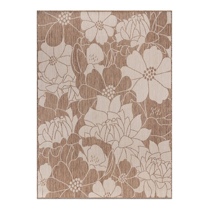 Tapis d'intérieur/extérieur texturé à motif floral moderne World Rug Gallery