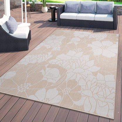 Tapis d'intérieur/extérieur texturé à motif floral moderne World Rug Gallery