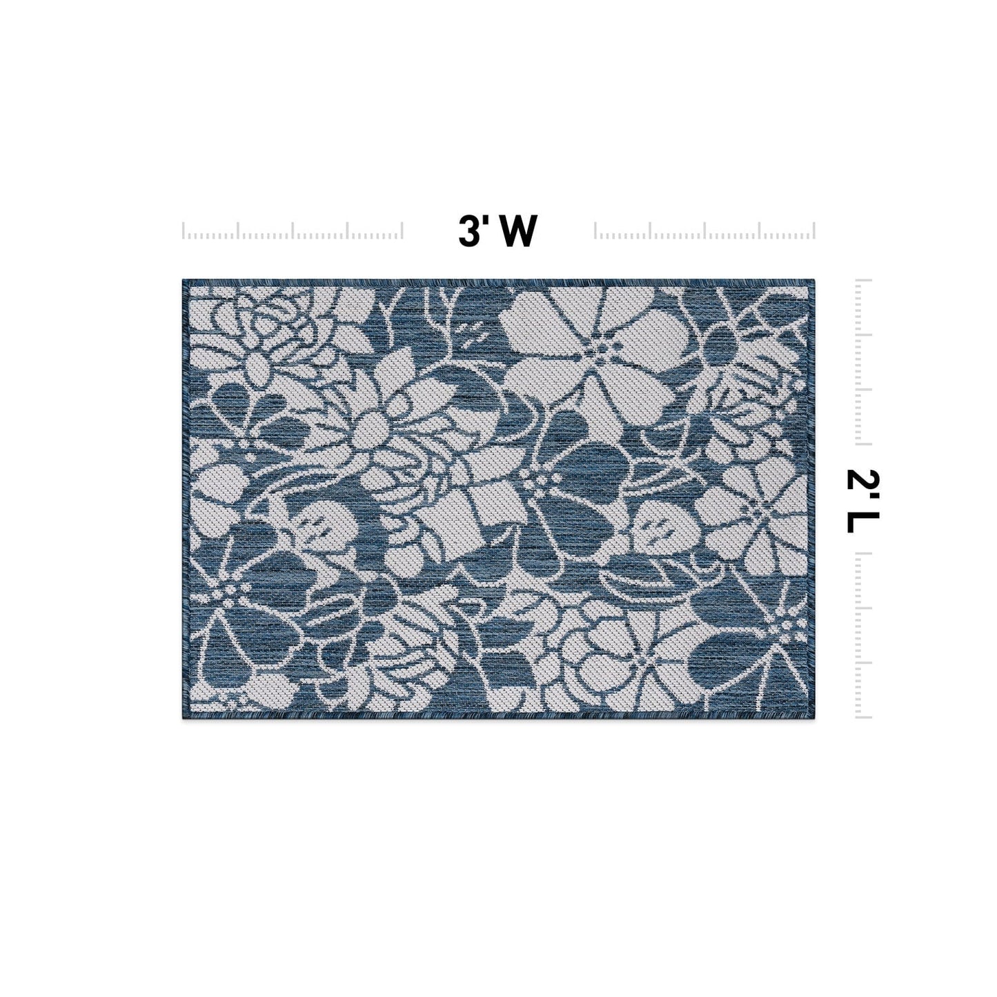 Tapis d'intérieur/extérieur texturé à motif floral moderne World Rug Gallery