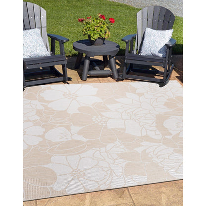 Tapis d'intérieur/extérieur texturé à motif floral moderne World Rug Gallery