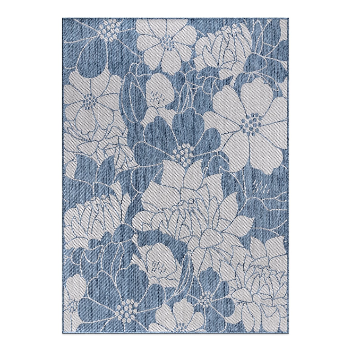 Tapis d'intérieur/extérieur texturé à motif floral moderne World Rug Gallery