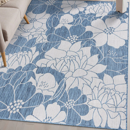 Tapis d'intérieur/extérieur texturé à motif floral moderne World Rug Gallery
