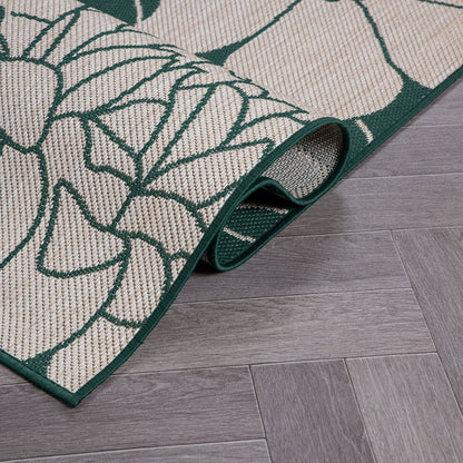 Tapis d'intérieur/extérieur texturé à motif floral moderne World Rug Gallery