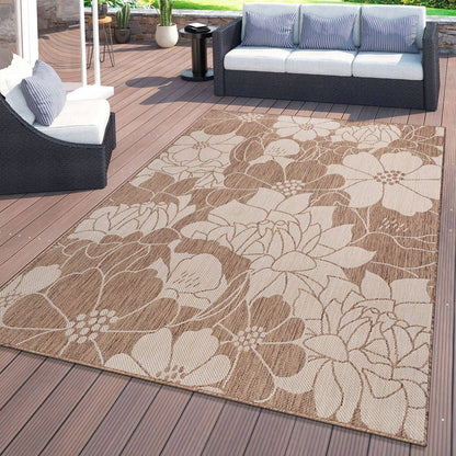 Tapis d'intérieur/extérieur texturé à motif floral moderne World Rug Gallery