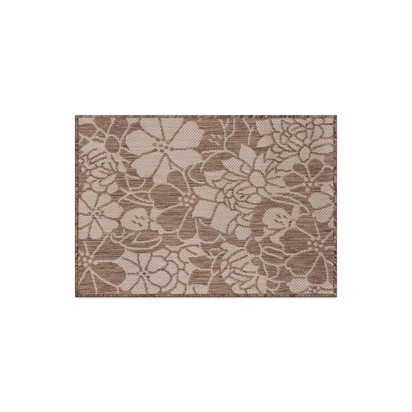 Tapis d'intérieur/extérieur texturé à motif floral moderne World Rug Gallery