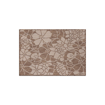 Tapis d'intérieur/extérieur texturé à motif floral moderne World Rug Gallery