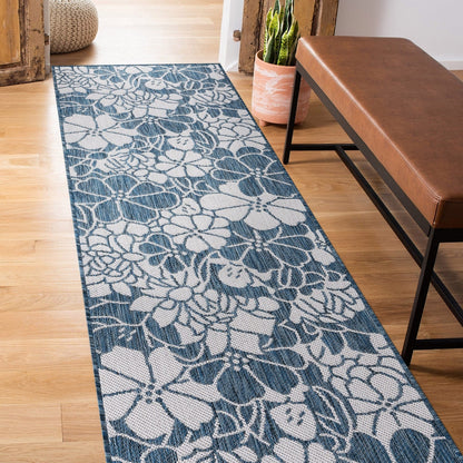 Tapis d'intérieur/extérieur texturé à motif floral moderne World Rug Gallery
