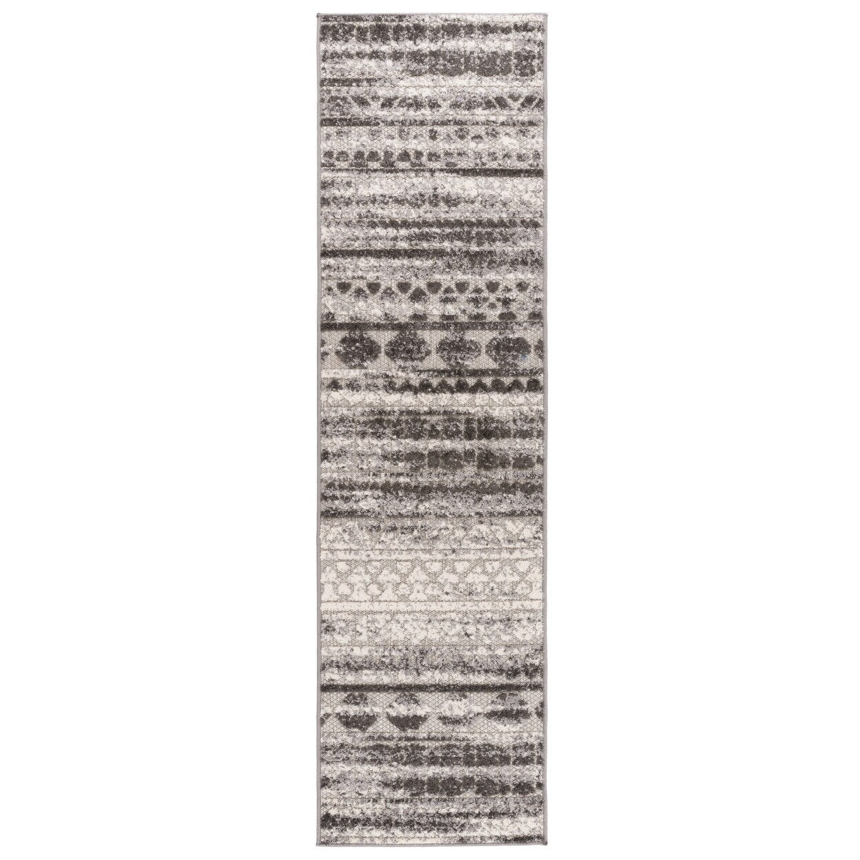 Tapis d'intérieur/extérieur géométrique délavé à rayures modernes de la World Rug Gallery