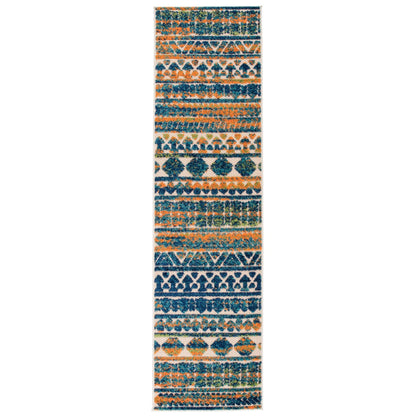 Tapis d'intérieur/extérieur géométrique délavé à rayures modernes de la World Rug Gallery