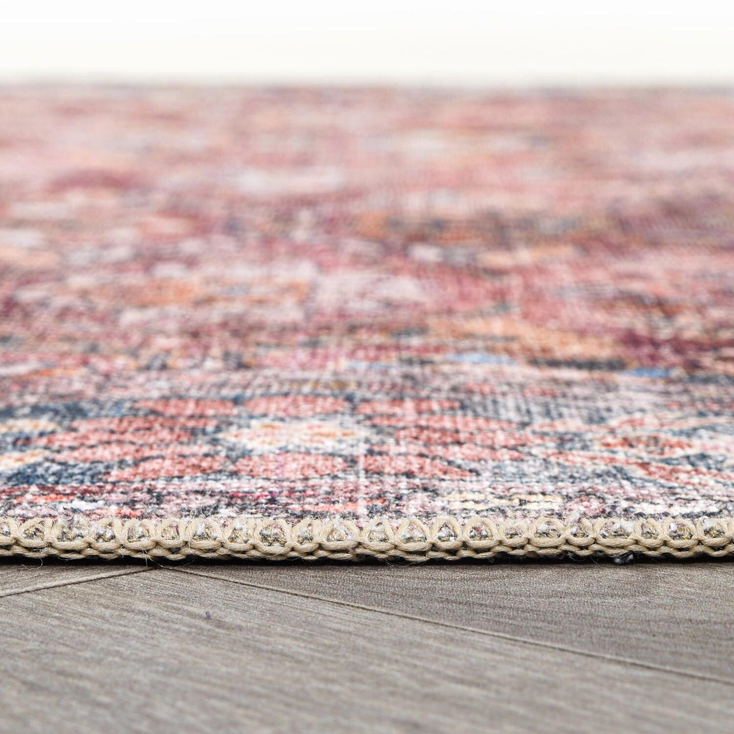 Tapis de transition World Rug Gallery, style vintage, antidérapant, lavable en machine, avec bordures