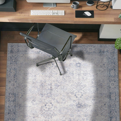 Tapis de transition World Rug Gallery, style vintage, antidérapant, lavable en machine, avec bordures
