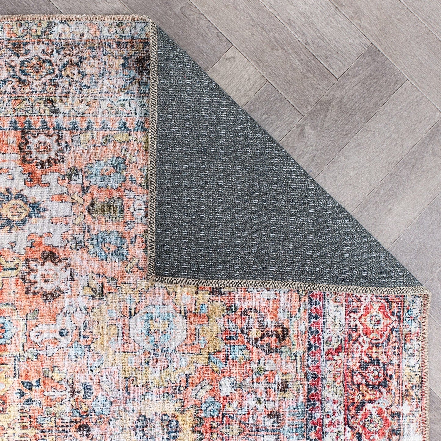 Tapis antidérapant lavable en machine, style transitionnel et vieilli, de la World Rug Gallery