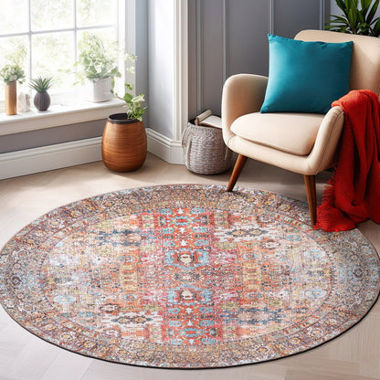 Tapis antidérapant lavable en machine, style transitionnel et vieilli, de la World Rug Gallery