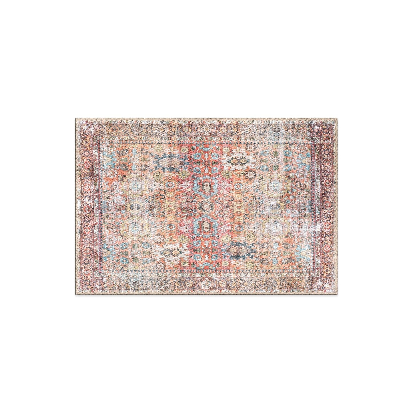 Tapis antidérapant lavable en machine, style transitionnel et vieilli, de la World Rug Gallery