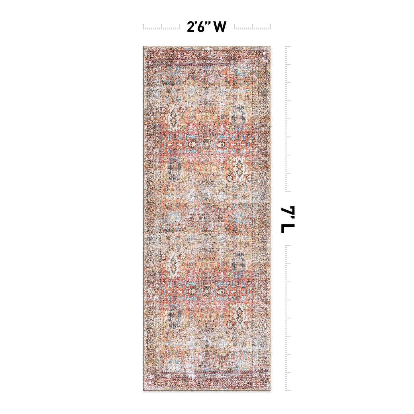Tapis antidérapant lavable en machine, style transitionnel et vieilli, de la World Rug Gallery