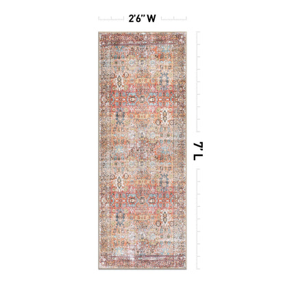 Tapis antidérapant lavable en machine, style transitionnel et vieilli, de la World Rug Gallery