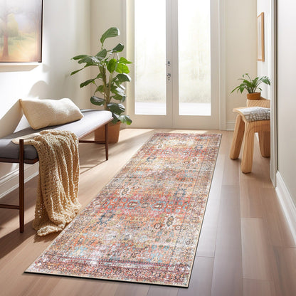 Tapis antidérapant lavable en machine, style transitionnel et vieilli, de la World Rug Gallery