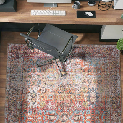 Tapis antidérapant lavable en machine, style transitionnel et vieilli, de la World Rug Gallery