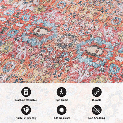Tapis antidérapant lavable en machine, style transitionnel et vieilli, de la World Rug Gallery