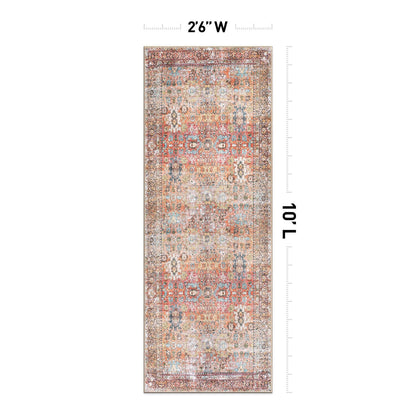 Tapis antidérapant lavable en machine, style transitionnel et vieilli, de la World Rug Gallery