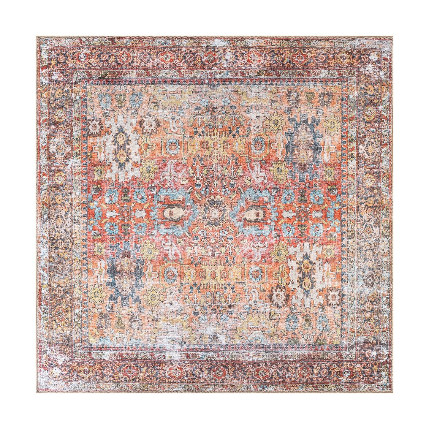 Tapis antidérapant lavable en machine, style transitionnel et vieilli, de la World Rug Gallery