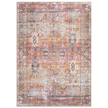 Tapis antidérapant lavable en machine, style transitionnel et vieilli, de la World Rug Gallery
