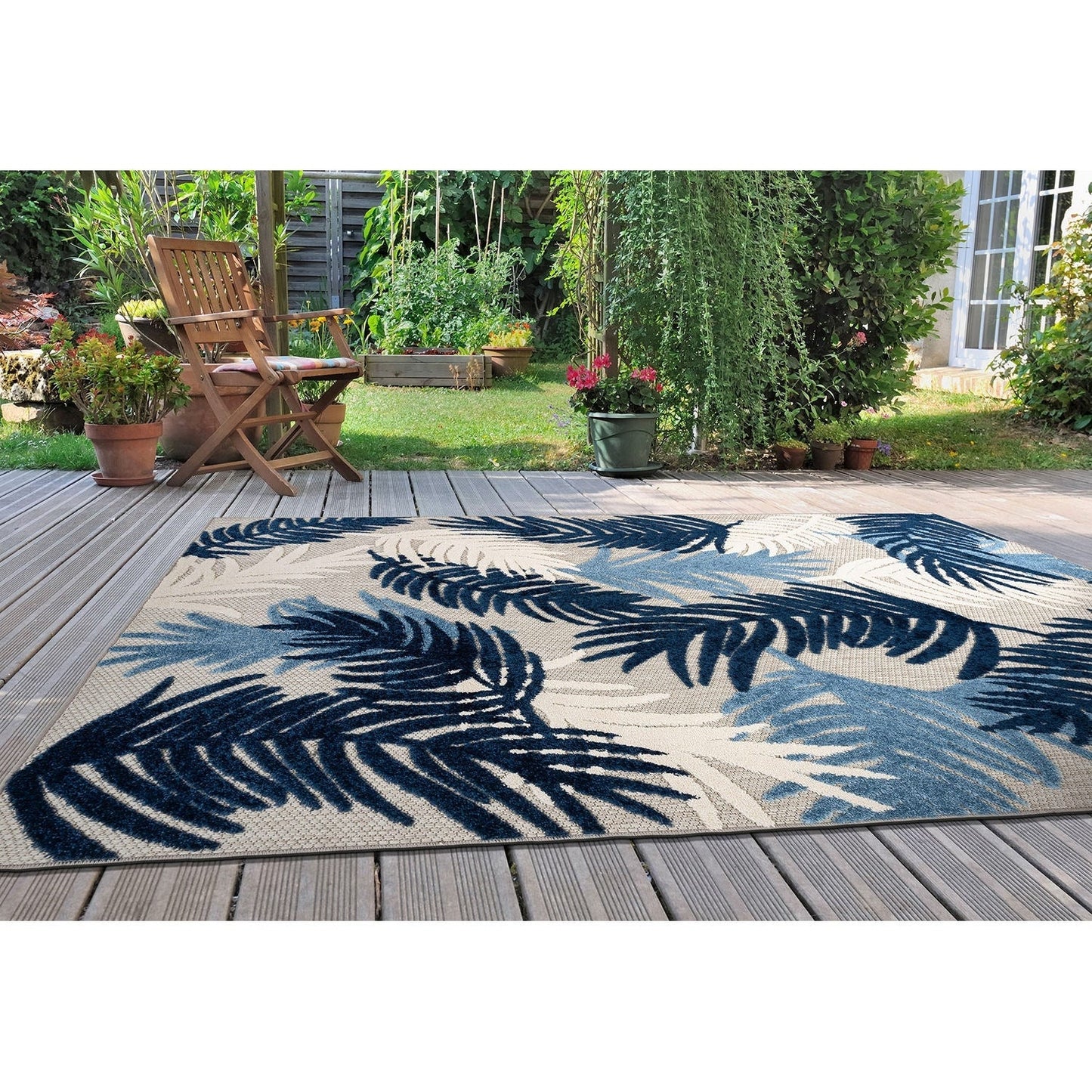 Tapis d'intérieur/extérieur moderne à motif floral tropical World Rug Gallery