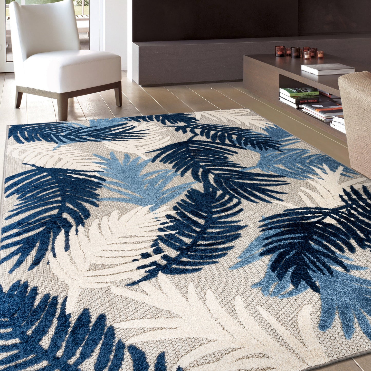 Tapis d'intérieur/extérieur moderne à motif floral tropical World Rug Gallery