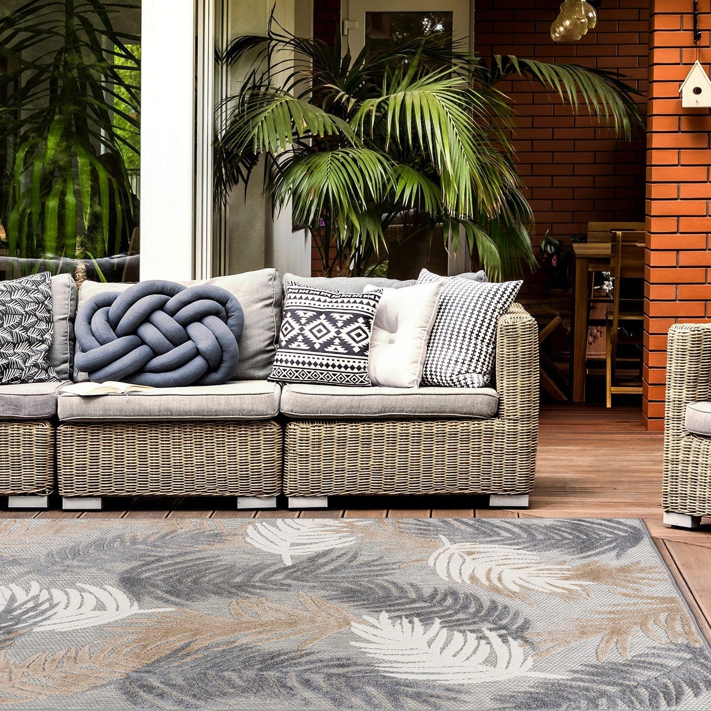 Tapis d'intérieur/extérieur moderne à motif floral tropical World Rug Gallery